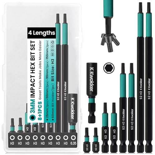 3mm Allen Key Bit, K Kwokker 9pcs Allan Drill Bit Set Impact Driver Bits
