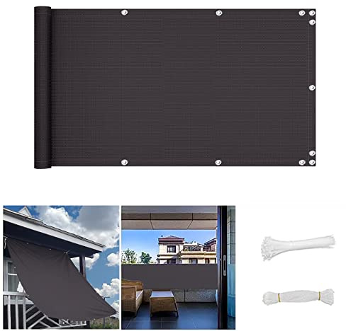 Balcony Screen 120x600cm, UV-Proof Windbreak Cover for Balconies, Dark Grey Privacy Shield for Gardens, Patios, and Fences - Outdoor Decorative Tarp