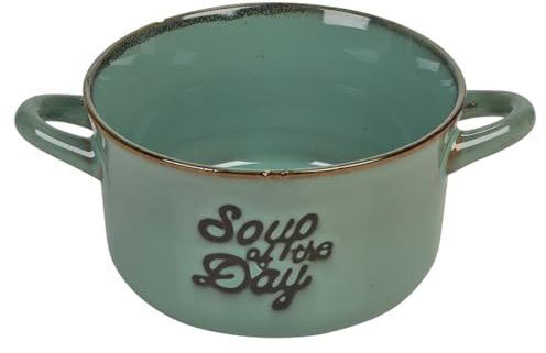 URBNLIVING Stoneware Soup & Cereal Bowls Set with Handles - 500ml Large Serving Dish - Durable Heat-Retaining Design - Blue, Green, Brown - Set of 3 or 6