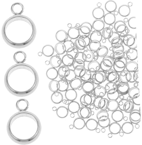 WEKAMOS 100 pièces Lot de Perles Bail Acier Inoxydable Anneaux Connecteurs Résistants pour Bijoux DIY Bracelets Colliers Accessoires