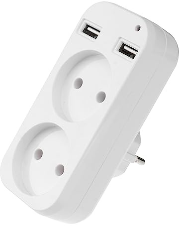 HIAKDOFT Adattatore Doppia con Doppia USB Ciabatta Elettrica Compatta per Compatibile Prese Tedesche Francesi Russe e Italiane