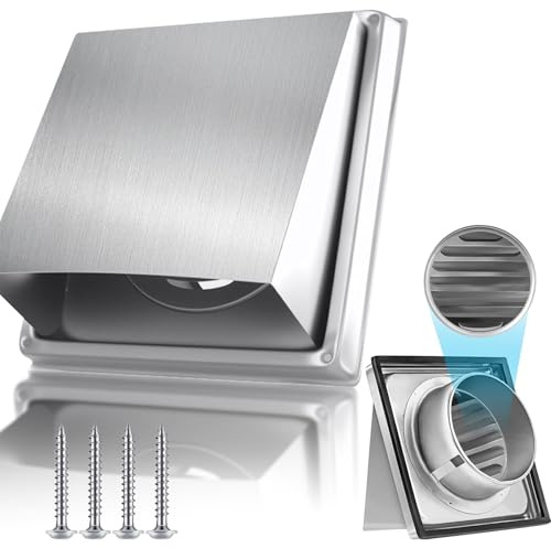 Grille Ventilation 150mm, Grille Inox Anti-Retour, Conduit De Ventilation, GrillE De Hotte RéSistant Aux IntempéRies, GrillE De VentilatioN CarréE, Aeration Inox(125mm(5in))