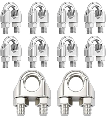 ALLY-MAGIC Seilklemmen 6mm, Drahtseilklemme, 10 Stück M6 Edelstahl Buegelklemme, U Bolzen Seilklemmen für Drahtseil Stahlseil Wäscheleinenspanner Markise Fixiert E21-GSSJT-m6