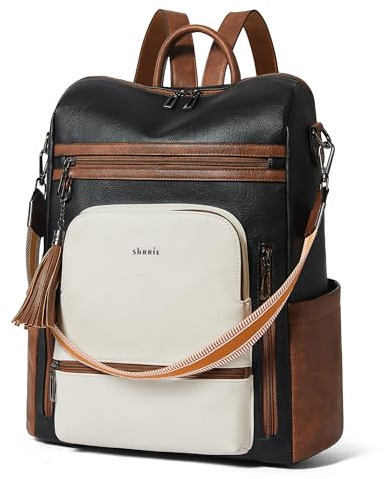 Shrrie Zaino per laptop in pelle vegana per le donne Zaino da lavoro da 15,6 pollici Borsa di viaggio di moda per il lavoro del college