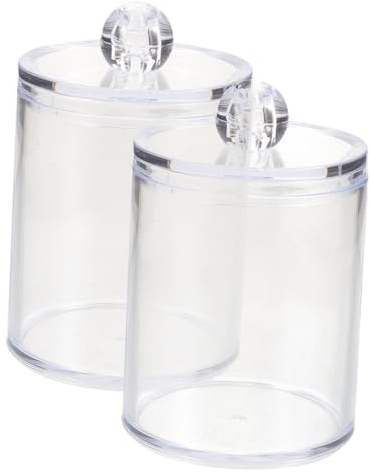 EPIGEIST Caja Organizadora Acrílica Transparente y Diseño Elegante Tapa 2 Piezas Protección contra Humedad para Hisopos y Algodones Desmaquillantes para Baño