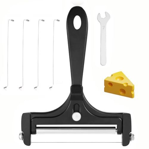 Cheese Slicer Kit - Adjustable Cheese Slicer Kit with 4 Extra Wires & Wrench,Handheld Iron Food Cutter for Butter, Mozzarella, and Cheddar,Perfect Thickness Control