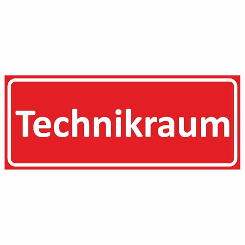 KIWISTAR UG - Technikraum Schild - 15x10 cm rot weiß - graviert - Schilder selbstklebend - aus 1,4mm Plastik - für Post, Klingel, Paketbriefkasten, Packet Box, Hinweisschilder