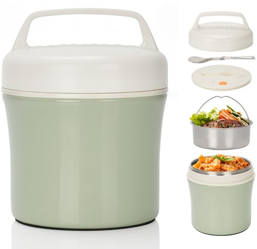 profiwoab thermobehälter für essen 1.2L Warmhaltebehälter Edelstahl mit Löffel–auslaufsicherer thermoschüssel–thermobecher essen für Kinder, Erwachsene–Thermo Lunchbox für Porridge Mahlzeiten Suppen