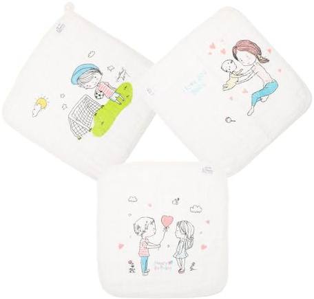 NAMOARLY Toallas para Proteger la Piel en Ocasiones Obsequios de Algodón 3piezas Toallas Faciales Suaves y Absorbentes para Ñiño y Días de Nacimiento