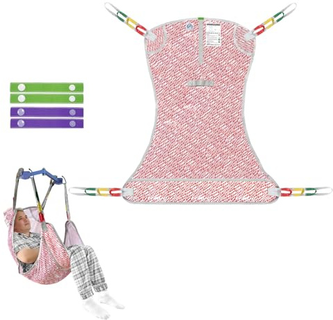 EHUCON Universal Full Body Hoist Sling – Washable Mesh Patient Lift Sling for Elderly, Disabled & Chronic Illness Care | Vibrant Pattern Design | 227kg (500lbs) Capacity (Red Geometric Pattern, Large)