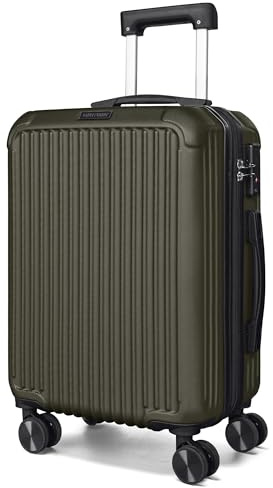 LIGHT FLIGHT Carry On Luggage 22x14x9 Airline Approved, Durable Hard Shell Carry On Suitcases with Wheels, Expandable Hardside Lightweight Travel Luggage with TSA Lock, Dark Green
