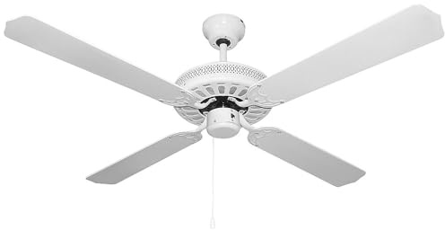 Orbegozo CF 07132 B - Ventilador de techo sin luz, 60 W de potencia, 4 aspas reversibles, diámetro de 132 cm, 3 velocidades de ventilación y color blanco