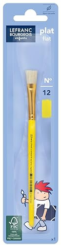 Lefranc Bourgeois Enfants - Pennello Piato Di Setola per la Pittura per Bambini, FSC, Per Acquerello, Tempera, Gouache, Inchiostro, Acrilici, Dimensioni Nº12