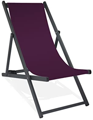 MultiBrands Liegestuhl, klappbar, Aluminium, Sitzbezug Aubergine, schwarz lackiert
