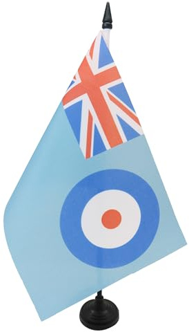 AZ FLAG Drapeau de Table Royal Air Force britannique 21x14 cm | Usage intérieur Drapeau de bureau de l'armée britannique finition cousue et bords renforcés polyester 100D
