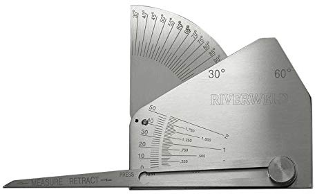 RIVERWELD Calibro per saldatura d'angolo Skew-T, calibro per ispezione di saldatura | Controllo dell'angolo di saldatura dell'elemento verticale Lato acuto Lato ottuso