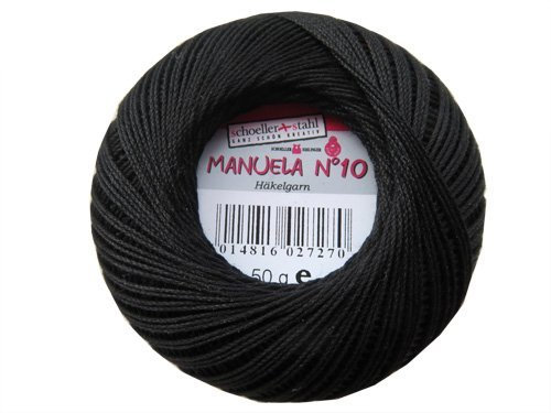 Schoeller Manuela Filethäkelgarn 100% Baumwolle 2.5 mm Schwarz Garn