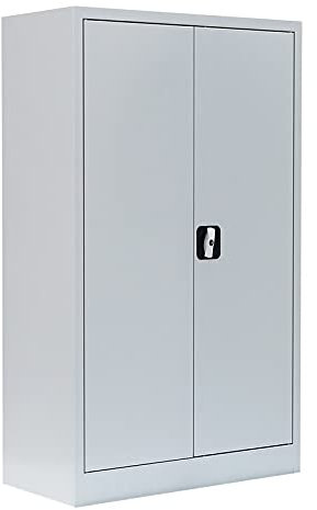Flügeltürenschrank komplett montiert Metallschrank abschließbar grau 120x80x38cm 2 Fachböden Lagerschrank Aktenschrank Werkstattschrank 530290