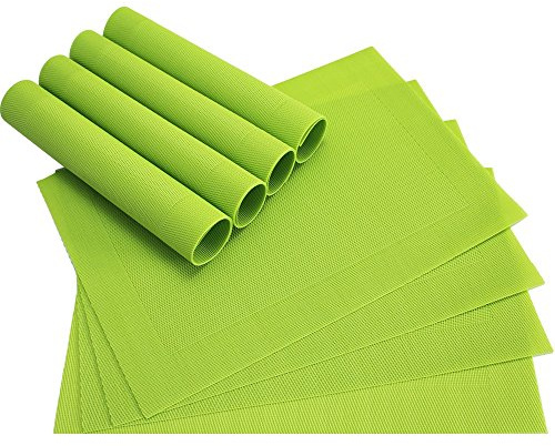 matches21 Edle Tischsets Platzsets BORDA Platzmatten 8er Set hellgrün kiwi gewebt aus Kunststoff 45x30 cm abwaschbar Platzdeckchen Esstischunterlagen vom Tischwäsche Spezialist