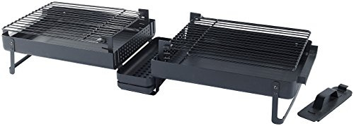 Rosenstein & Söhne Klappbarer Picknick-Koffer-Grill mit Hitzeschutz (Picknickdecke)