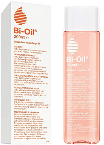 Bi-Oil Spezielles Hautpflegeöl | Hilft bei Dehnungsstreifen und Narben | Hilft bei trockener Haut und bei ungleichmäßiger Hauttönung | 200 ml