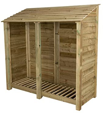 Arbor Garden Solutions wooden log store 6ft, firewood storage (W-187cm, H-180cm, D-88cm), natural finish (Without kindling shelf)