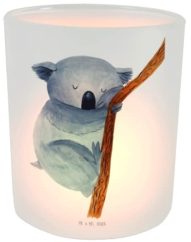 Mr. & Mrs. Panda Teelicht Koalabär - Geschenk, Teelichthalter, Windlicht Glas, Tiermotive, Kerzenlicht, Teelichter, Gute Laune, Tiere, schlafen,