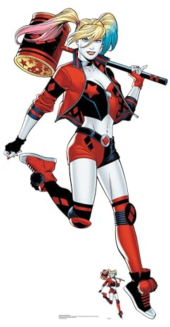 STAR CUTOUTS- Mazo de cartón SC1464 Lifesize para Harley Quinn, regalo perfecto para coleccionistas y fanáticos de cómics, altura de 175 cm, Multicolor