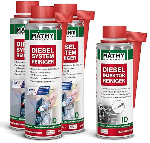 MATHY Diesel-Brennraum-Kur - Diesel Systemreiniger + Injektoren Reiniger Diesel - Bundle zur Reinigung von Einspritzdüsen & Brennraum - Diesel Additiv