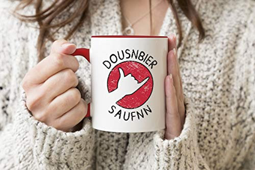 Bier Dousnbier Saufnn Beer Lovers Party Red Handle Mug Coffee Tea Mug 330ml Cup