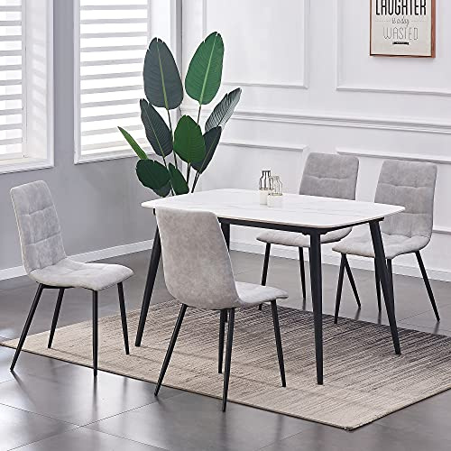 mcc direct Set of 4 Faux Matte Suede Leather Dining Chairs With metal Legs home& restaurants henri [Black*Grey *Light Grey* Pink] (LIGHT GREY)