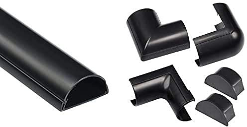 D-Line 2 x Maxi Trunking, TV Cable Tidy, Black - 50mm (W) x 25mm (H) - Cover - Black