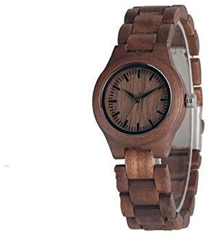 Akopiuto Montre en Bois Femmes Horloge Tout Bracelet en Bois réglable Dames Montres pour Femme