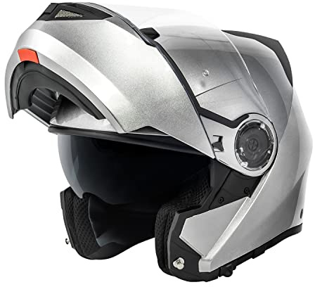 VCAN VX28 Full Face Modular Flip-Up Motorcycle Helmet ECE & DOT Approved, Coolmax Cheek Pad & OTG Ready