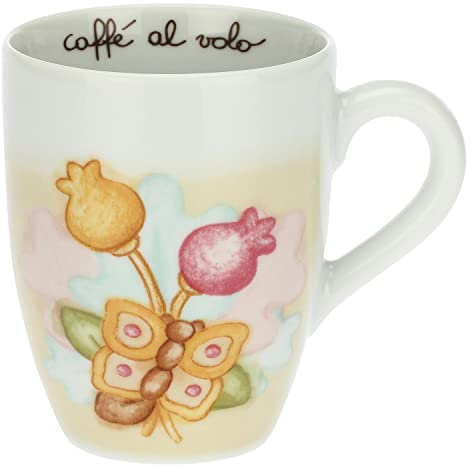 THUN - Mug con Farfalla - Linea Grace, Home Is Where Your Family Is - Cucina, caffè al Volo - Porcellana - 300 ml; Box: 19,5x12,5x11; Mug: Ø 8,5