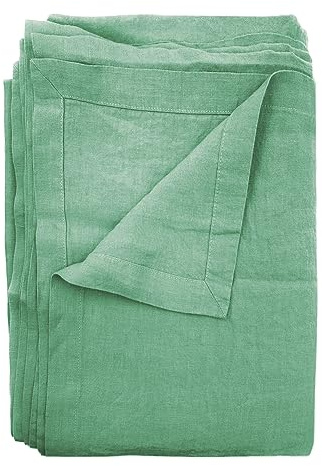 JOWOLLINA Laken Bettlaken Überwurf mit Briefecken 100% Leinen Soft Washed Finish180 g/m2 (265x280 cm, Basil)
