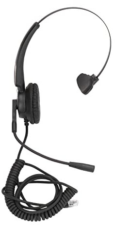 Vikye Auriculares RJ9 con Micrófono, Centro de Llamadas con Cancelación de Ruido Auriculares con Cable de Resorte de un Lado con Micrófono para Centro de Llamadas de Oficina