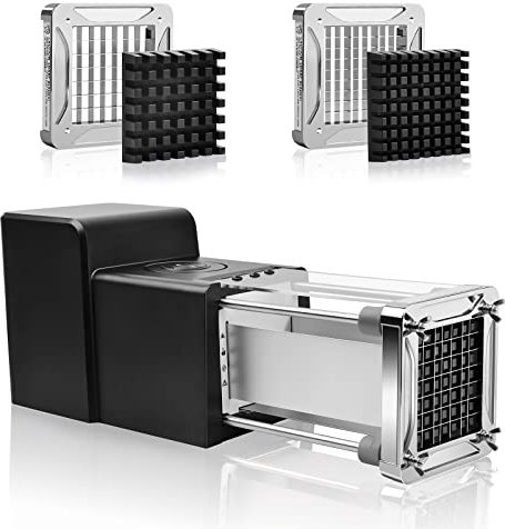 Sopito Coupe-Frites électrique, Coupe-Pommes de Terre électrique Professionnel Chipper de Pommes de Terre en Acier Inoxydable avec Lame de 9mm et 12mm