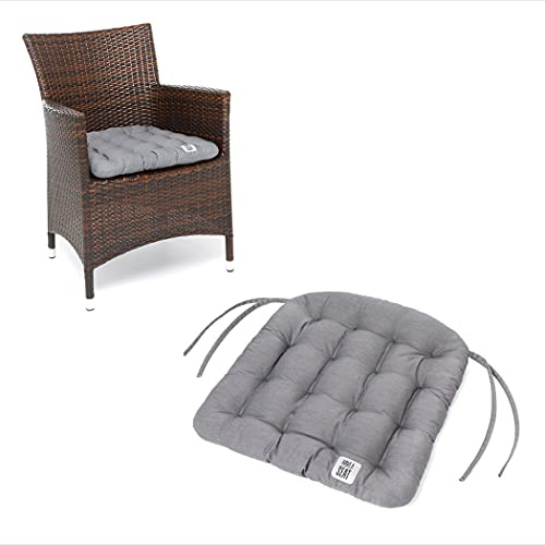 HAVE A SEAT Living - Stuhlkissen 48x46 cm (2 St.) - Rattanstuhl Sitzkissen Outdoor - Wetterfest, Waschbar bis 95°C, Orthopädisch - Made in Germany (2er Set - 48x46 cm, Hellgrau)