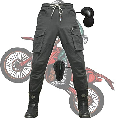 SHUOJIA Motorradhose, Schutzhose, Herren-Motorrad-Jeans Aus Atmungsaktivem, Verschleißfestem, Mit 2 Paar Abnehmbaren Pads Für Hüfte Und Knie (Grey,4XL)