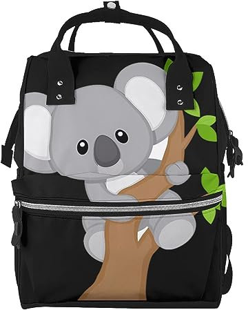 Hugging Tree Wickeltasche mit Koala-Motiv, Rucksack, Baby-Wickeltasche, Unisex, Reise-Rucksack für Mütter und Väter, Schwarz , One size