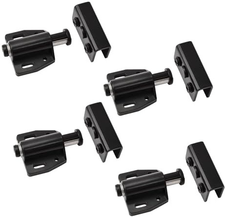 UFURMATE Lot de 4 loquets magnétiques pour porte en verre, réglable, sans cadre, avec pince d'armoire, convient pour porte en verre oscillante de 5 à 8 mm (noir)