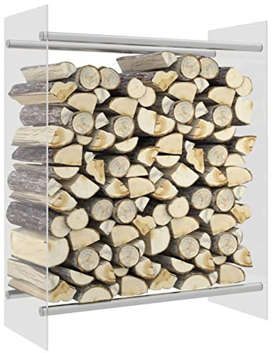 Homgoday Transparent Wood Door 80 x 35 x 100 cm in Tempered Glass, Indoor Firewood Holder, Firewood Holder, Indoor Log Box, Stackable Stove Wood Shelf