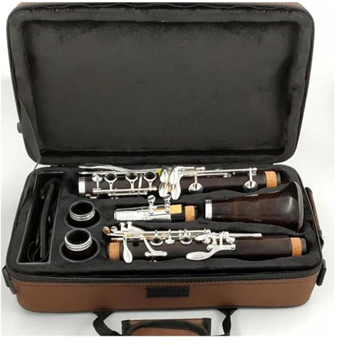 Klarinette Instrument 17 Tasten B-Ton-Klarinette Ebenholzrohrkörper versilberte Tasten Klarinette mit Klarinetten-Aufbewahrungskoffer