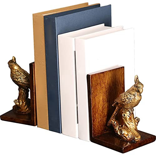 PacuM Buchstütze aus Kunstharz in Papageienform, Buchstützen für Büro und Zuhause, robuster Buchstopper für Bücher, DVD, Videospiele, Zeitschriften, Buchstützen (Kupfer), originelles Geschenk
