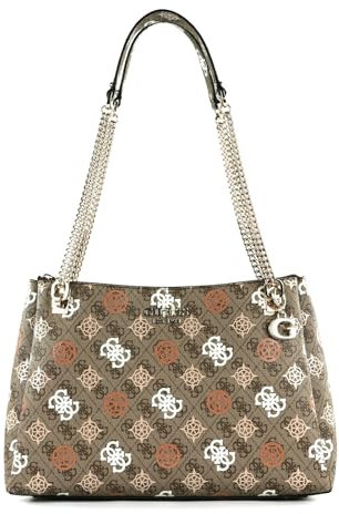GUESS Eliette Logo Girlfriend Carryall Latte Logo Multi