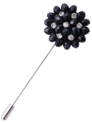Broche Longue Fleur M10 en Métal Noir pour Homme Femme