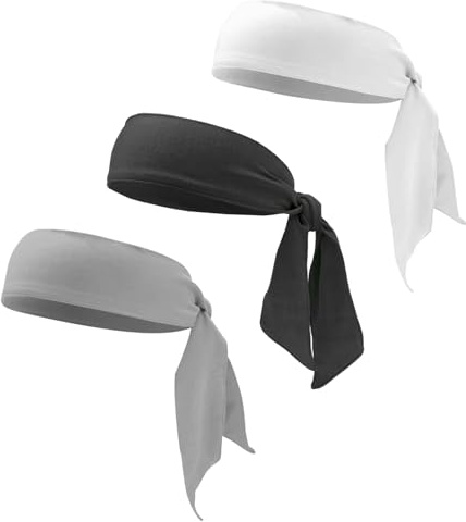 JCUGSBS 3 pièces Bandeaux Homme Femme Bandeau de Sport Sweatband Humidité Wicking Hairband pour Tennis, Course, vélo, Yoga, Basket-Ball(noir, blanc, gris)
