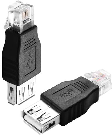 QIANRENON Adattatore per linea telefonica da RJ11 a USB, 6P4C maschio a USB A femmina, convertitore modem e connettore di prova dell'interfaccia telefonica, per telefono, fax, modem comunicazione
