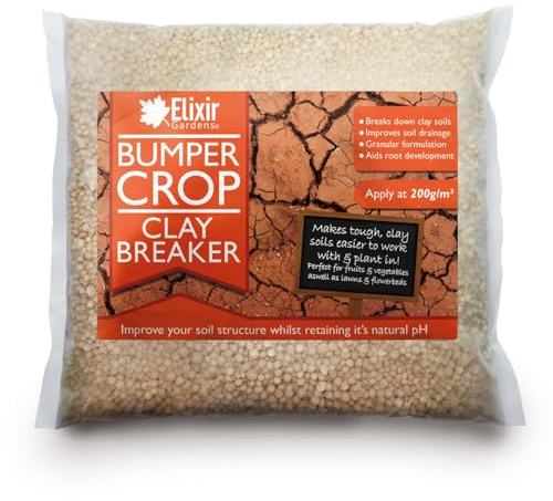 Elixir Gardens Bumper Crop Clay Breaker (Granular Gypsum) | Natural & Agricultural Calcium Sulphate Clay Soil Improver & Fertiliser | 10kg Bag